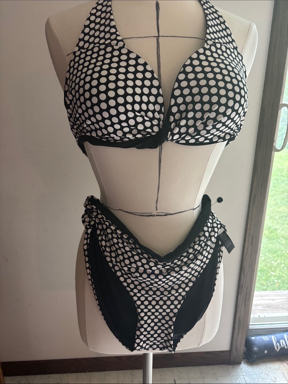 Coco Reef Black and White Polka Dot Halter Bikini Set